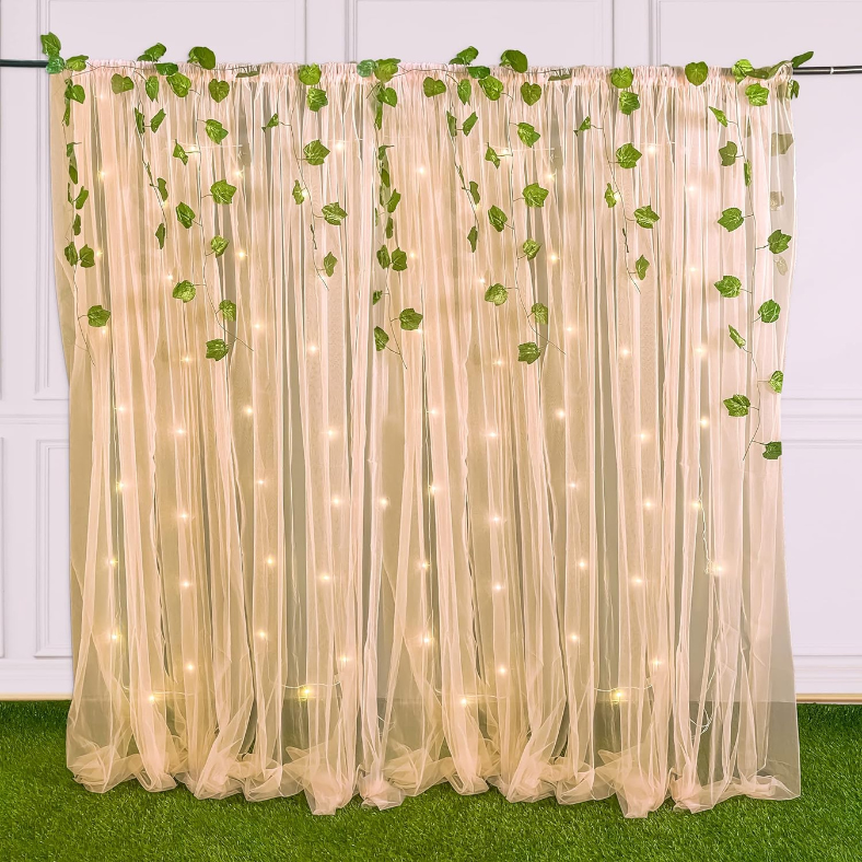 Net Curtain Backdrop/Tissue Fabric Background - Transform Birthday, Anniversary & Party Decor for Kids, Boys, and Girls- (Pack of 1 Pcs)