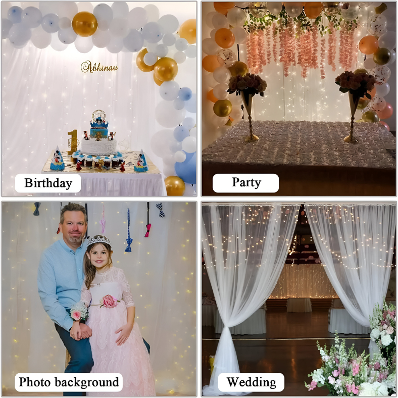 Net Curtain Backdrop/Tissue Fabric Background - Transform Birthday, Anniversary & Party Decor for Kids, Boys, and Girls- (Pack of 1 Pcs)