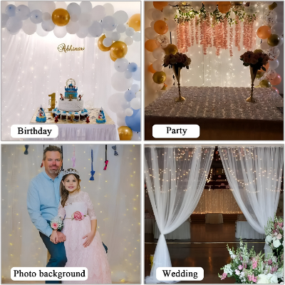 Net Curtain Backdrop/Tissue Fabric Background - Transform Birthday, Anniversary & Party Decor for Kids, Boys, and Girls- (Pack of 1 Pcs)