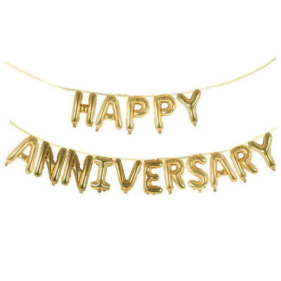 Happy Anniversary Foil Banner Balloons - Red, Golden, and Silver Foil Banner for Stunning Anniversary Decoration - Pack of 1 Piece