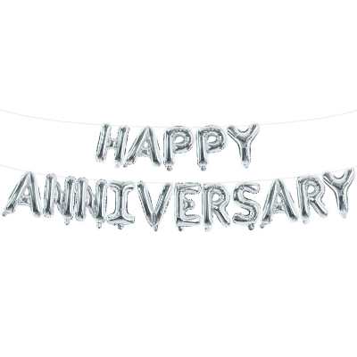 Happy Anniversary Foil Banner Balloons - Red, Golden, and Silver Foil Banner for Stunning Anniversary Decoration - Pack of 1 Piece