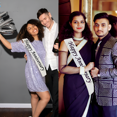 Anniversary Couple Sash for Men and Women Anniversary Party - Pack of 01 Piece