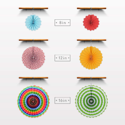 Hanging Paper Fans Party Decoration - Perfect for Anniversary, Birthday, Baby Shower, Valentine's Day, Home, Restaurants, Showroom Decoration - Pack of 6 Pieces