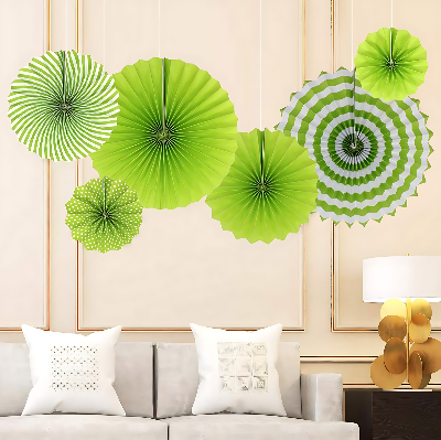 Hanging Paper Fans Party Decoration - Perfect for Anniversary, Birthday, Baby Shower, Valentine's Day, Home, Restaurants, Showroom Decoration - Pack of 6 Pieces