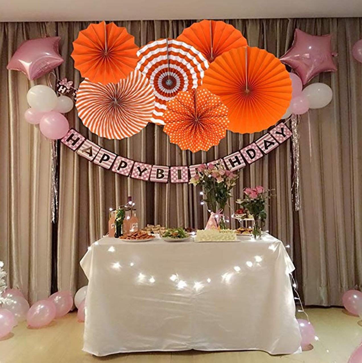 Hanging Paper Fans Party Decoration - Perfect for Anniversary, Birthday, Baby Shower, Valentine's Day, Home, Restaurants, Showroom Decoration - Pack of 6 Pieces
