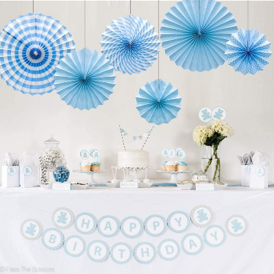 Hanging Paper Fans Party Decoration - Perfect for Anniversary, Birthday, Baby Shower, Valentine's Day, Home, Restaurants, Showroom Decoration - Pack of 6 Pieces