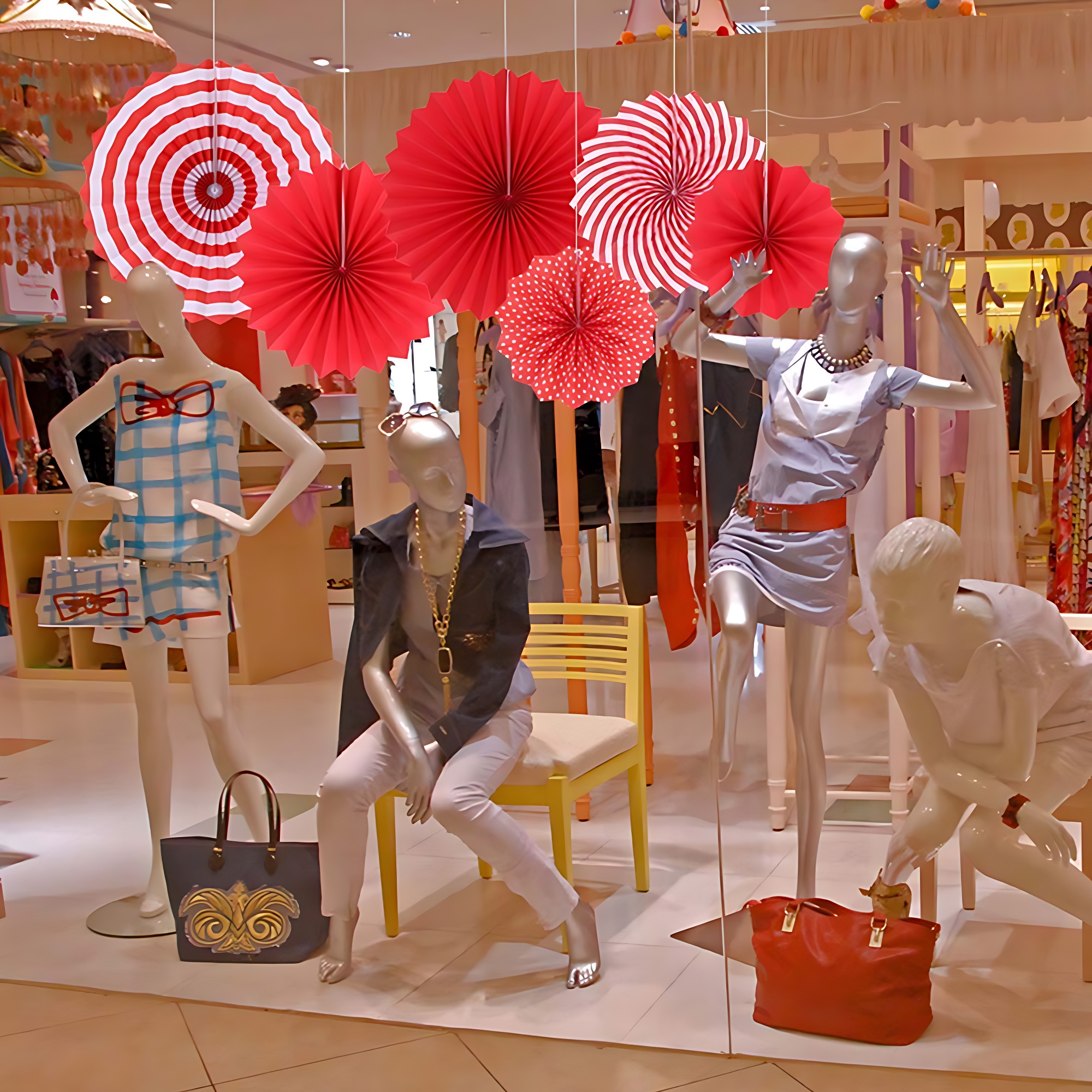 Hanging Paper Fans Party Decoration - Perfect for Anniversary, Birthday, Baby Shower, Valentine's Day, Home, Restaurants, Showroom Decoration - Pack of 6 Pieces