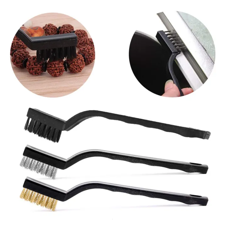 Picture of Set Of 3 Pcs Mini Wire Brush Cleaning Tool Kit brush  set Chula cleaner Brush Set - Kitchen Accessories