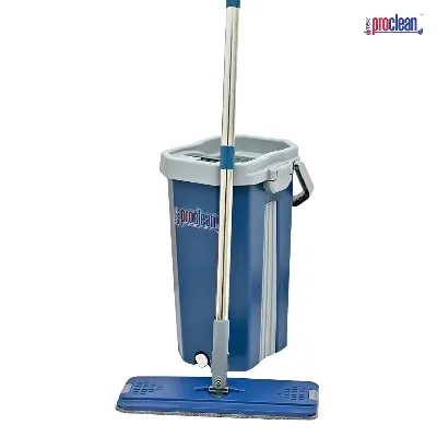 Picture of Proclean Hand Free Easy Use Self-Washed Microfiber Magic Flat Mop For Floor Cleaning (Bucket + Mop Handle+ 2PC Mop Two side lock Pads)_FM-0629_new