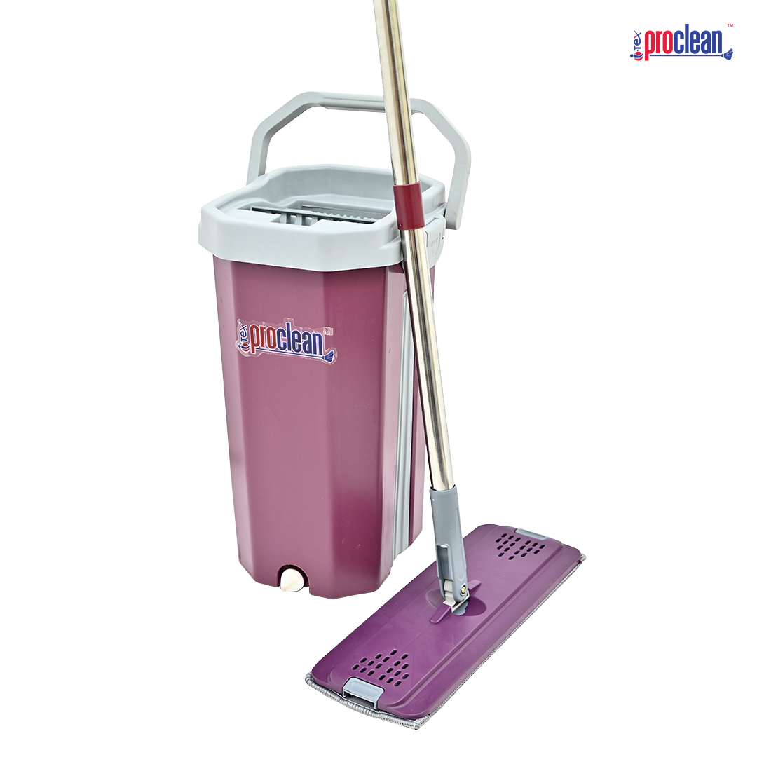 Picture of Proclean Hand Free Easy Use Self-Washed Microfiber Magic Flat Mop For Floor Cleaning (Bucket + Mop Handle+ 2PC Mop Two side lock Pads)_FM-0629_new