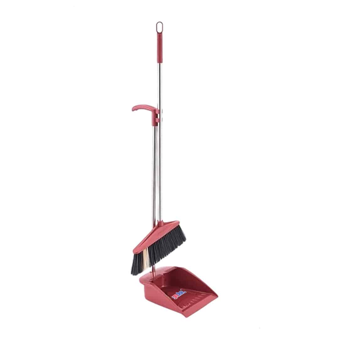 Picture of Proclean Long Handle Broom And Dustpan_CB-0865 with Comb Set for Home Office Lobby Floor Cleaning and Dusting