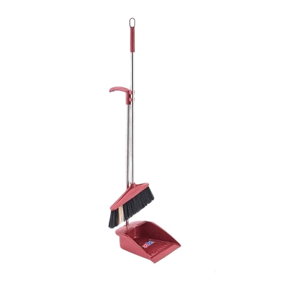 Picture of Proclean Long Handle Broom And Dustpan_CB-0865 with Comb Set for Home Office Lobby Floor Cleaning and Dusting