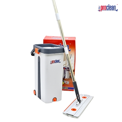 Picture of Premium Flat Mop FM-2012 Plastic Flat Mop Bucket Wet and Dry Use Comfortable Durable Grip Pour Handle Suitablefor Indoor and Outdoor Use
