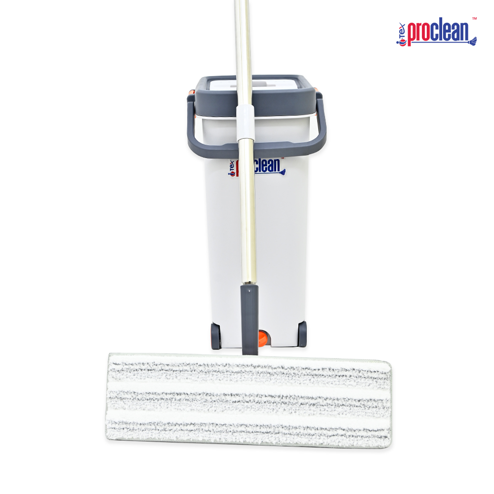 Picture of Premium Flat Mop FM-2012 Plastic Flat Mop Bucket Wet and Dry Use Comfortable Durable Grip Pour Handle Suitablefor Indoor and Outdoor Use