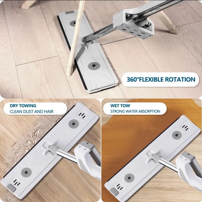 Picture of Proclean Self-Wringing Premium Flat Mop FM-2029 for Clean All Kinds of Floor, Hand Washing Free Flat Mop for Home with 1pcs Extra Microfiber Pads, Office Dry & Wet Floor Cleaning Mop for Hardwood Tile Floor Cleaning