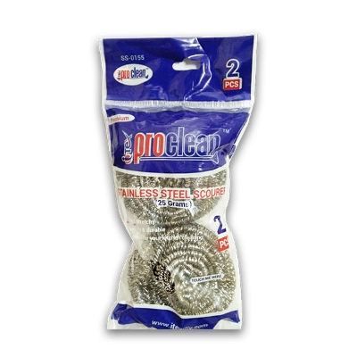 Picture of Stainless Steel Dish Scourers 2 pcs Pack 25g - Scouring Pad, PotScrubber, Stainless Steel Scrubber, Steel Wool Scrubber, Metal Sponge_ss-0155