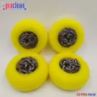 Picture of 12 PCS SS Ball with Sponge Scourer, Kitchen Cleaning Dish Sponge
 for Removing Hard Dirt, Oil, Non-Scratch Non-Stick Pan_BSS-9999-12
