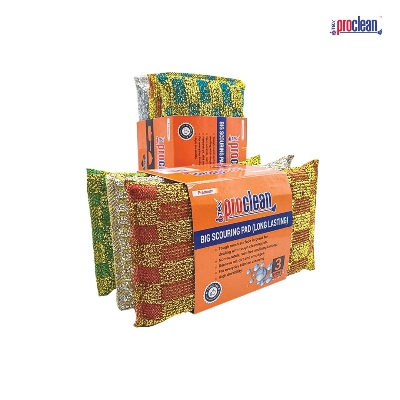 Picture of Proclean Big Scouring Pad BS-0957, 6pcs Durable Kitchen Scrub Scouring
 Sponge Pad Non-Scratch Stainless Steel Microfiber Dishwashing Sponges