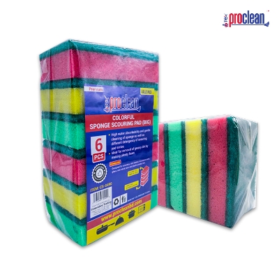 Picture of 6 Pcs Big Cleaning Scrub Sponge Colorful Double-Face Sponge
 Scouring Pad_CS-0490-6