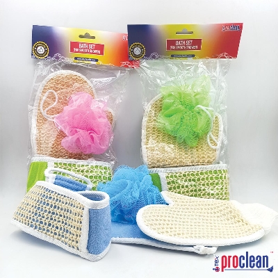Picture of Proclean 3Pcs/Set Scrubber Bath Body Brush, made with Golden Fiber, Exfoliating Back Scrubber & Exfoliator Sponge Pad Set for Shower. Bath Shower Scrubber Set Which Deep Clean Relax Your Body_BB-1091 - bath sponge