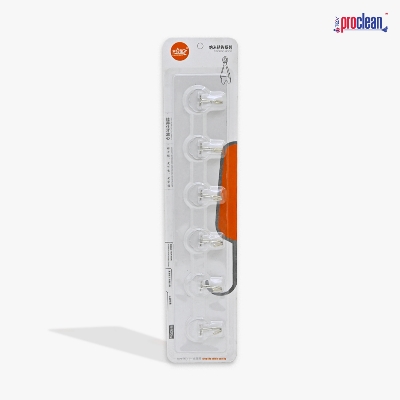 Picture of Proclean Adhesive Wall Hooks_WH-2210 (6 in 1 hookset), Heavy Duty 
Transparent Wall Hooks Adhesive Hangers for Clothes, Kitchen 
Accessories, and More - No Drilling Required