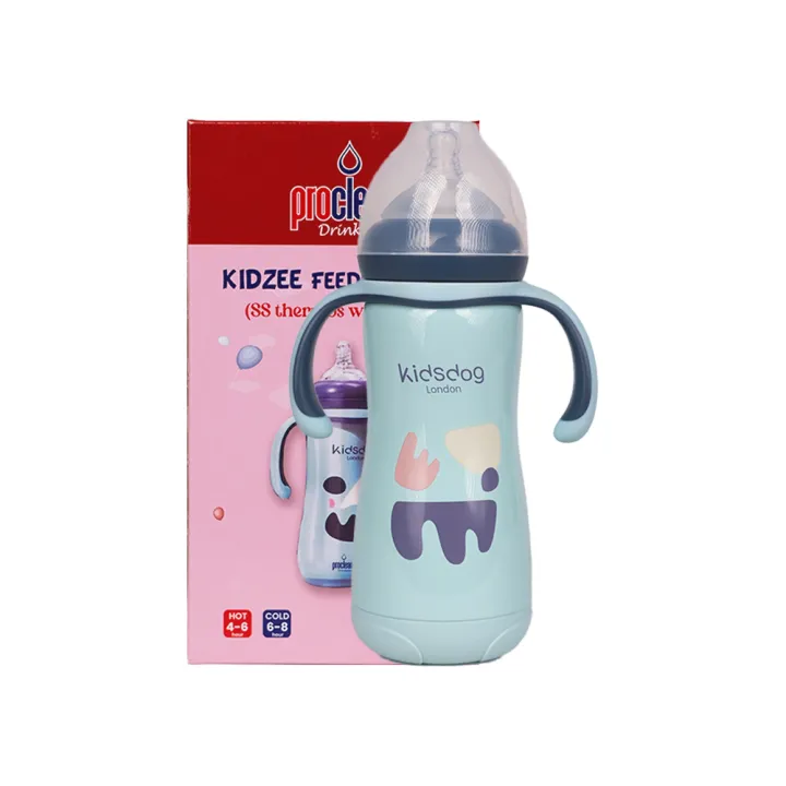 Picture of Charming & Colorful 260ml Proclean Baby Feeder Bottle with 
a Soft silicone spout– FB-1695, High Graded Stainless 
Still, With Handle to Have Grip Well
