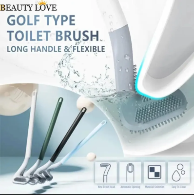 Picture of Long Handle Silicone Toilet Brush for Golf / No Dead Wall Cleaning Brush / Bathroom Flexible Bendable Toilet Brush Bathroom Supplies