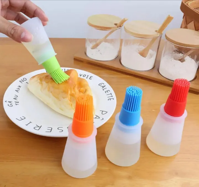 Picture of Oil Bottle Tool with Silicone Brush Heat Resistant BBQ Basting Barbecue Brush Cooking Frying Pastry Oil Brush