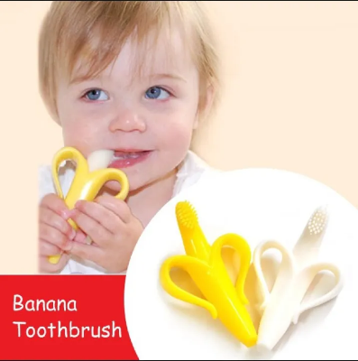 Picture of Soft Silicone Banana Shape Design Baby Toothbrush 1pcs