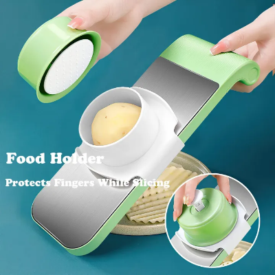Picture of Safe Mandoline Slicer for Kitchen Professional Cucumber
 Veggie Mandolin Slicer Hand Held Japanese Kitchen Chopping Artifact 5 in 1 Vegetable Potato Chip Slicer for Scalloped Potatoes Kitchen Slicer