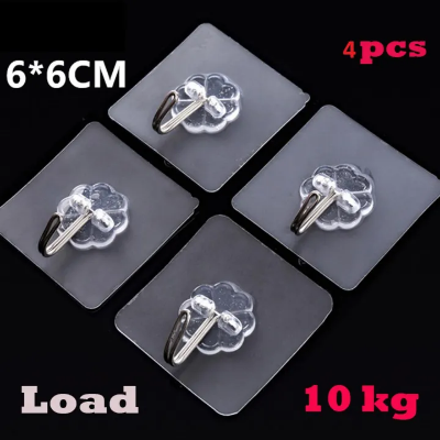 Picture of Transparent Plastic Wall Hooks Heavy Duty 4 pcs