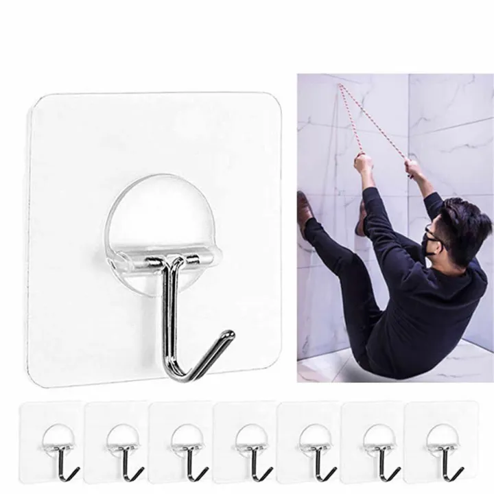 Picture of 6Pcs Strong Self Adhesive Nails Poster Seamless Wall Hook
 Waterproof Durable Transparent Screw Hanger Hook for Kitchen
 Bathroom -Nut Wall Hook