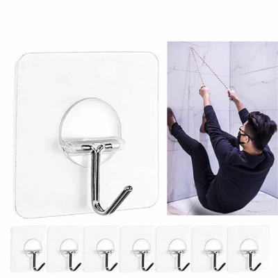 Picture of 6Pcs Strong Self Adhesive Nails Poster Seamless Wall Hook
 Waterproof Durable Transparent Screw Hanger Hook for Kitchen
 Bathroom -Nut Wall Hook