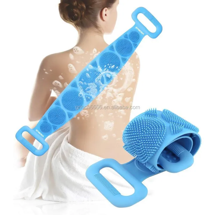 Picture of Silicone Bath Body Brush, Shower Massager/Exfoliating Back
 Scrubber for Shower/Back Scratchier/Body Skin Scrubber Deep Clean