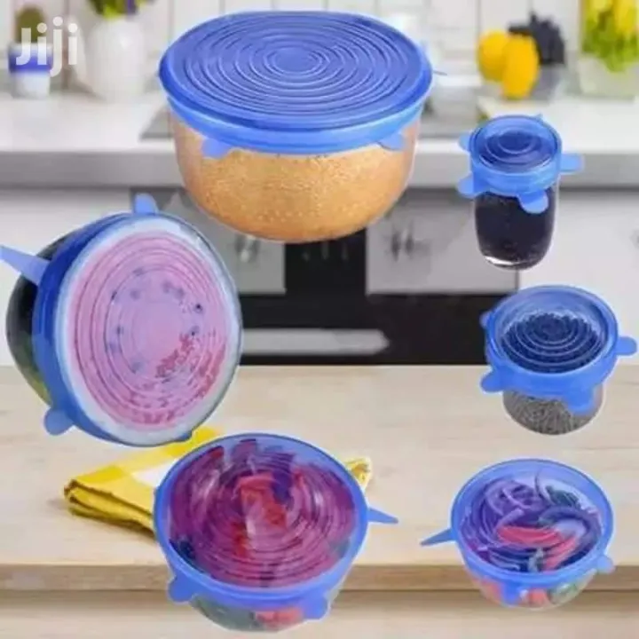 Picture of 6 Pcs Kitchen Reusable Silicone Stretch Seal Lid Preservation Vacuum Food Storage Bowl Cover
