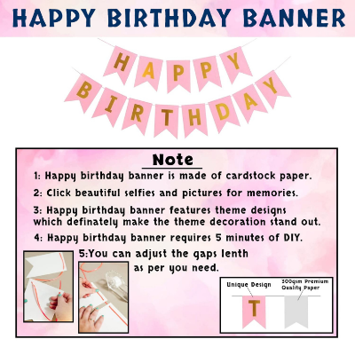 Rose Gold & White Birthday Decoration Kit – Metallic Balloons, Silver Foil Curtain & Pink Banner (32 Pcs)