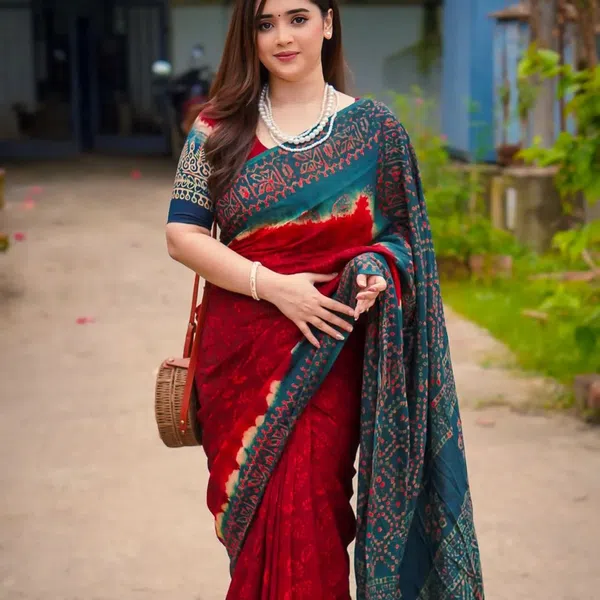 Buy Batik Silk Sari with Blouse Piece - RRK-605    at Best Price In Bangladesh