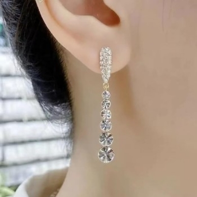 Buy 2025-new-inlaid-zircon-long-tassel-gold-colour-ear at Best Price In Bangladesh