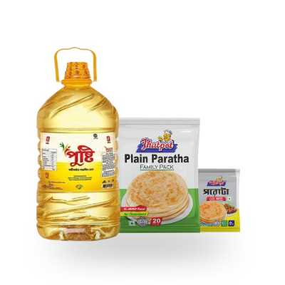 Buy Pusti Soybean Oil (সয়াবিন তেল) 5 Litre And Jhatpot Plain Paratha 1600gm Online at Best Price