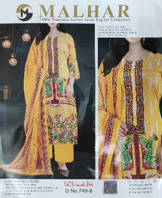 Buy   MALHAR 100% Premium Cotton Lawn Digital Printed Three Piece at Best price in  Bangladesh