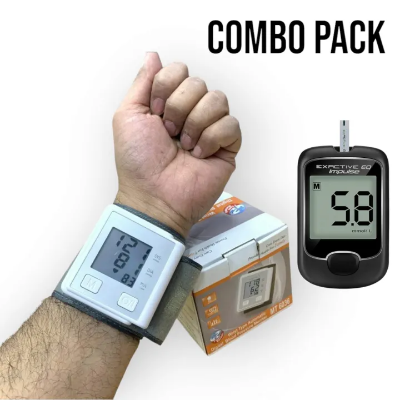  Buy Fully Automatic Upper arm Digital Blood Pressure Monitor with Glucometer Machine with Test Strips (Combo Pack)  best price in Bangladesh