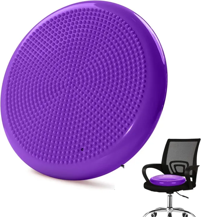 Buy  Balance Stability Disc CushionYoga Pad with Pump, Extra Thick Core Balance Disc, Sensory Cushion for Elementary School Chair (Office & Home & Classroom) (33 CM) (Multicolour) at best price in Bangladesh