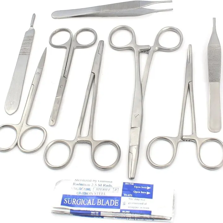  Buy Set Of 9 Pcs Student Basic Comprehensive Instruments!scissors ! Needle Holder ! Forceps ! Scalpel Handle +10 Blade  Best price in Bangladesh