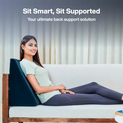 GALAXY Wedge Pillow Memory Foam | 2 Years Warranty | Orthopedic Wedge Cushion for Back Support, Sleeping, Leg Elevator, Pregnancy, GERD, Anti Snoring (Dark Grey, 18 x 17.5 x 11 Inch)