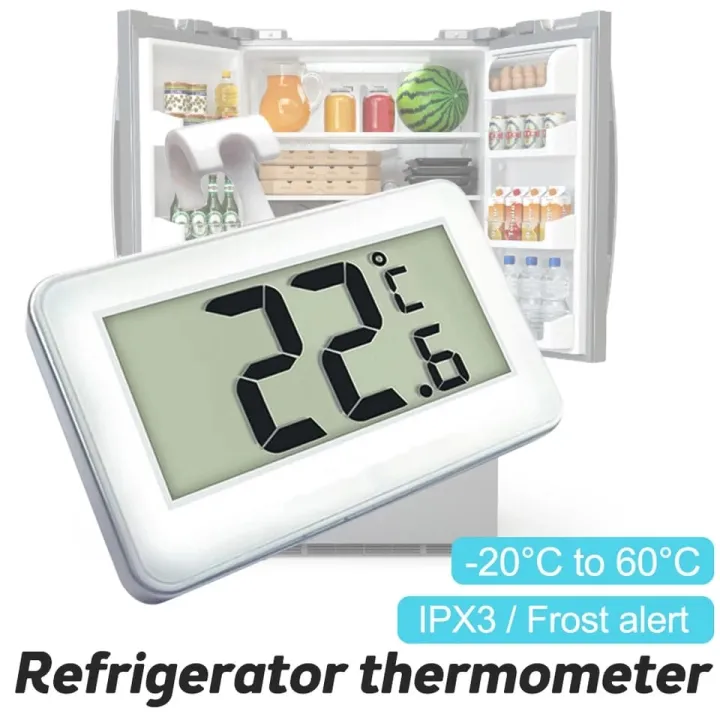 Buy digital-refrigerator-freezer-thermometer-thermograph-humidity-meter-ipx3-waterproof-lcd-display-wireless-hanging-hook-household Best price in Bangladesh
