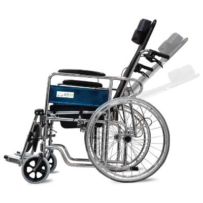 Buy 3-In-1 Deluxe Wheelchair | Chrome Finish Foldable Wheelchair for Regular & Commode Use | Swing-Away Footrest With Calf Support, 608GCJ-Black & Blue at best price in Bangladesh