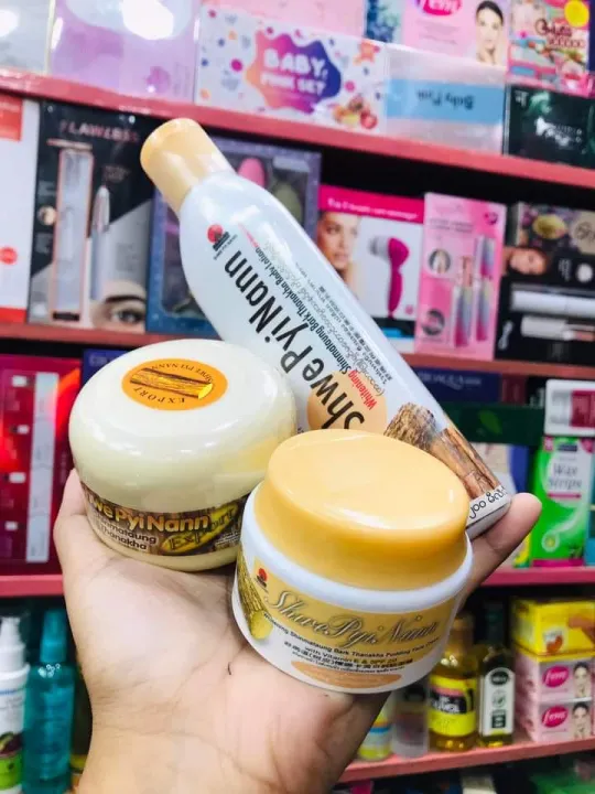 Picture of 3-in 1 combo  Shwe Pyi Nann Natural Whitening Thanakha -140g FACE PACK + 200ml Body Lotion COMBO PACK (Myanmar) | 
