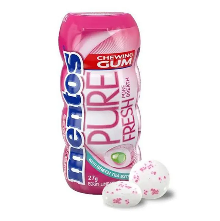 Picture of Mentos Pure Fresh Berry Lime Mint Pocket Bottle 29Gm 
Sugarr Free