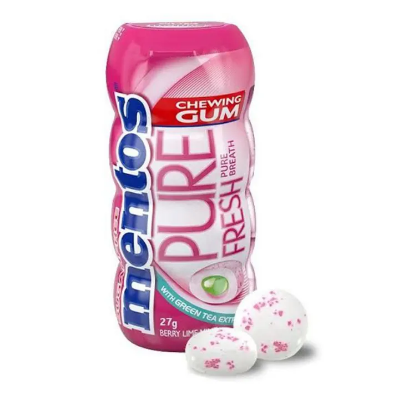 Picture of Mentos Pure Fresh Berry Lime Mint Pocket Bottle 29Gm 
Sugarr Free