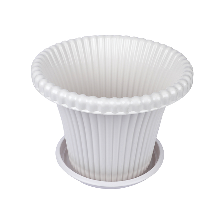 Buy Daisy Flower Tub with Tray 8" White-TEL for Gardening in balcony, roof or indoor space for adding a touch of greenery to your home or office at Best Price In Bangladesh	